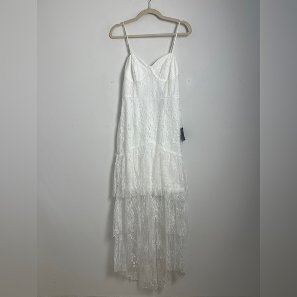 NEW Lulus Elaborate Love White Lace Bustier Tiered High-Low Maxi Dress Size XS - Picture 3 of 12